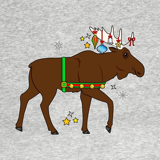 Festive Christmas Holiday Moose by PenguinCornerStore